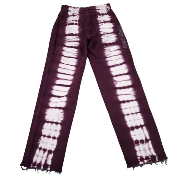 PacSun Eco Raspberry Tie Dye High Waisted Straight Leg Jeans Size 23 Purple Crop - Picture 2 of 10
